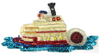 Steamboat with MultiColored Sequins and Beads 8" x 4"