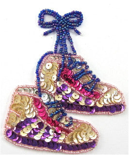 High Top Tennis Shoes Multicolored Sequins and Beads 4" x 3"
