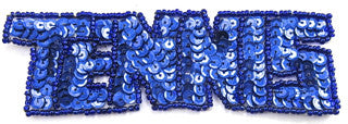 Tennis Word with Royal Blue Sequins 5" x 1.5"