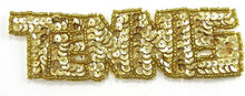 Load image into Gallery viewer, Tennis Word with Gold Sequins 1.25&quot; x 4.25&quot; 2 Color Variants