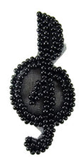 Load image into Gallery viewer, Treble Clef all Black Beads Tiny 2&quot; x 1&quot;