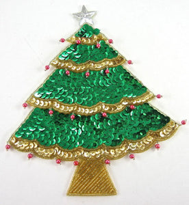 Tree Christmas Beads/Sequins/Star, 6" x 7"