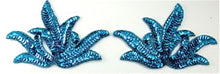 Load image into Gallery viewer, Turquoise Leafy Pair with Turquoise Sequins and Beads 4.5&quot; x 6.5&quot;