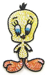 Bird with Yellow Sequins and Beads 5" x 3"