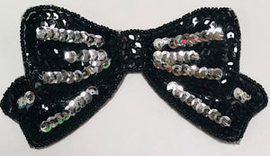 Bow in 3 Color Variants Sequins and Beads 3" x 6"