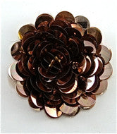 Flower with Raised Bronze Sequins 2" x 2"