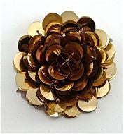 Flower Round Shape with Gold High Rise Sequins 2"