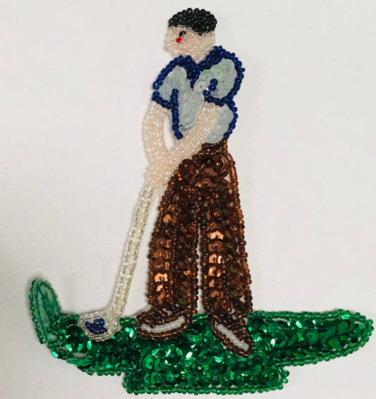 Man Golfer - Sequins and Beads 4.75" x 4.75"