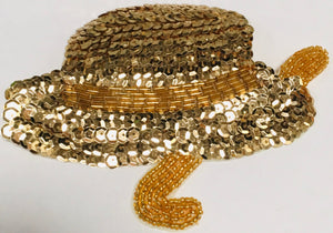 Hat with Gold Sequins and Beaded Cane in 2 Size Variants