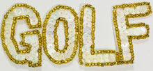 Load image into Gallery viewer, Choice of Color Golf, Attached Word with Sequin and Bead 1.5&quot; x 3.5&quot;