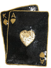 Load image into Gallery viewer, Ace King Playing Cards with Flat Black Sequins and Gold Beads 12&quot; x 10&quot;