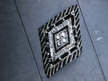 Load image into Gallery viewer, Designer Motif with Diamond Shaped Black and Silver Sequins and Beads 5&quot; x 3&quot;