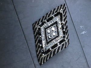Designer Motif with Diamond Shaped Black and Silver Sequins and Beads 5" x 3"