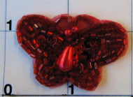 Butterfly Red with Pearl Drop 2" x 1"