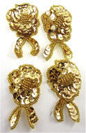 Flower Set of Gold Sequins, 2.25" x 1.25"