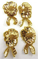 Load image into Gallery viewer, Flower Set of Gold Sequins, 2.25&quot; x 1.25&quot;