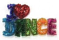 Load image into Gallery viewer, I Love Dance with MultiColored Sequins/Beads 2.5&quot; x 4&quot;
