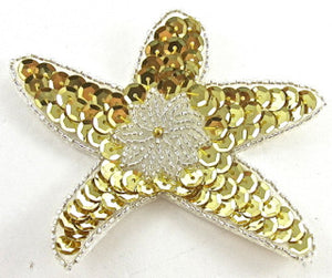 Star Fish with Gold and Silver Sequins and Beads 4" x 3.5"