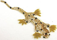 Gecko with Gold and Black Sequins 7.5" x 3"