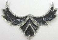 Designer Neck Line Black and Silver Beads