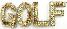 Load image into Gallery viewer, Golf Word With Gold Sequins and Silver Beads 1.5&quot; x 3.25&quot;
