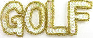 Golf Word Spelled out Iridescent Sequins 1.5" x 3.5"