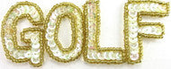 Load image into Gallery viewer, Golf Word Spelled out Iridescent Sequins 1.5&quot; x 3.5&quot;