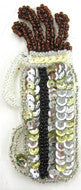 Golf Bag with Silver and Brown Sequins and Beads in 2 Size Variants