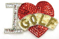 I Love Golf with Red Heart 3.5" x 4.5"