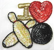 I Love Bowling Sequin Applique 5"