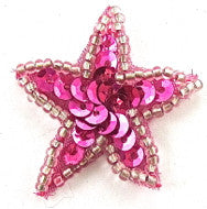 Load image into Gallery viewer, Star Fuchsia Sequin Beaded 1.25&quot;