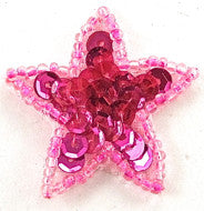 Star Fuchsia with Pink Beads 1.5"