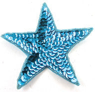Star with Turquoise Sequins and Beads 3"