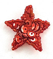 Star with Red Sequins and Beads 1.25"