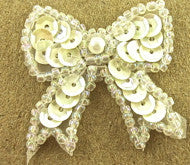 Bow with China White Sequins 1.25"