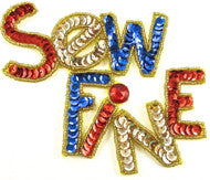 "Sew Fine" Sequin Applique Phrase 4" x 5"