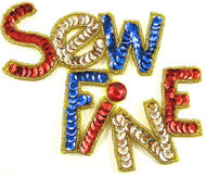 Load image into Gallery viewer, Sew Fine Sequin applique Word 4&quot; x 5&quot;