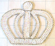 Crown with White Sequins and Silver Beads 4.25" x 3.5"