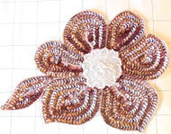 Flower Dusty Pink Sequins White Beads 7.5" x 5"