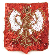 Eagle Emblem Patch with Red Sequins 3" x 3"