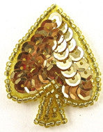 Spade with Gold Sequins and Beads 1.5" or 2"