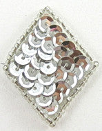 Diamond with Silver Beads and Sequins