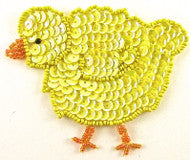 Chicklet with Yellow and Orange Sequins and Beads 3.25