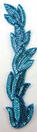 Load image into Gallery viewer, Leaf w/ Turquoise Sequins and Beads 9&quot;x 2&quot;