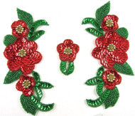 Flower Pair with Accent Piece (see sizing below)