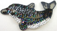 Load image into Gallery viewer, Dolphin Moonlite and Silver Sequins 5.5&quot; x 3&quot;