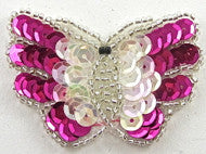 Load image into Gallery viewer, Butterfly Fuchsia/Iridescent Sequins 1.5&quot; x 2&quot;
