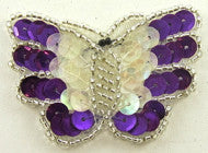 Butterfly Purple/Iridescent Sequins 1.5" X 2"