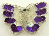 Load image into Gallery viewer, Butterfly Purple/Iridescent Sequins 1.5&quot; X 2&quot;