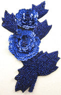 Flower Royal Blue Two Flower Applique 6"
